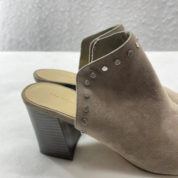 Marc Fisher Block Heel Women's Sz 8M Taupe Dalilah Studded Slip On Mule Open Toe - Picture 9 of 10